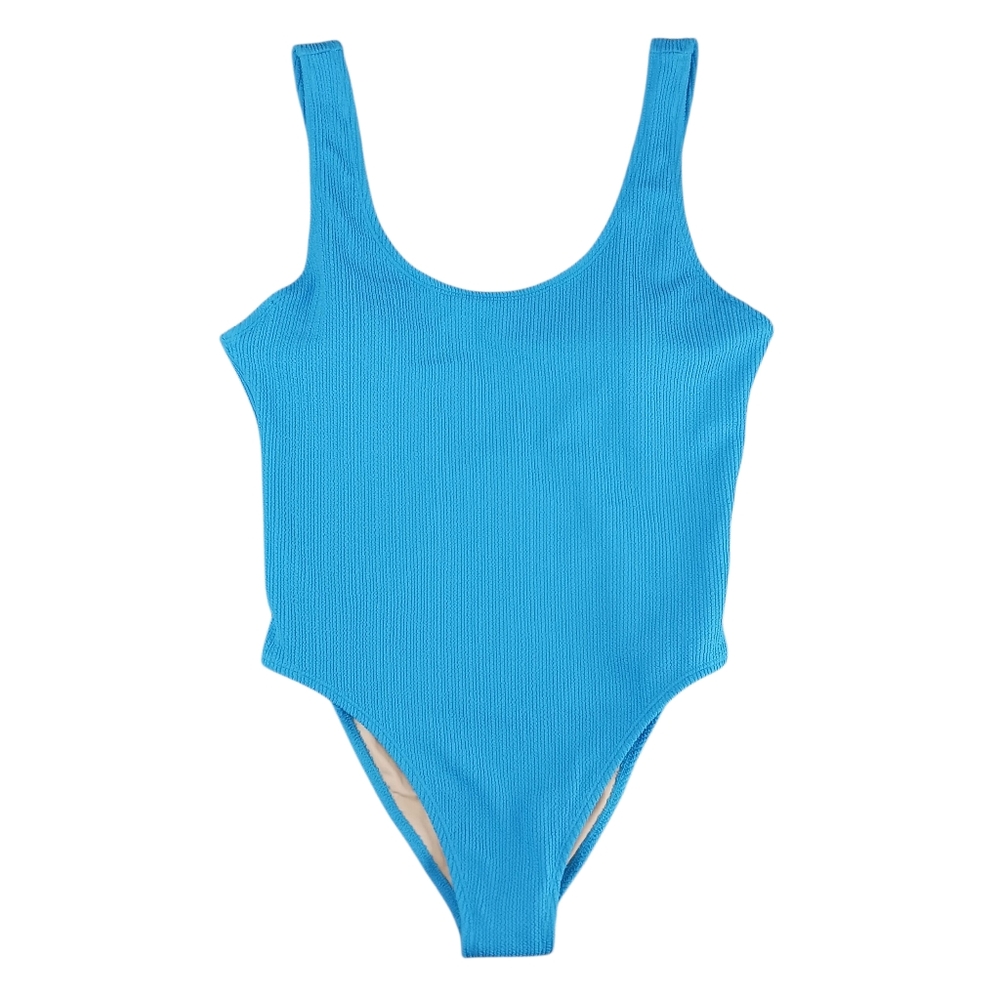 Body Swimwear One Piece Cheeky Bonnie Blue Crinckle Scoop Back Lined Size XL NWT